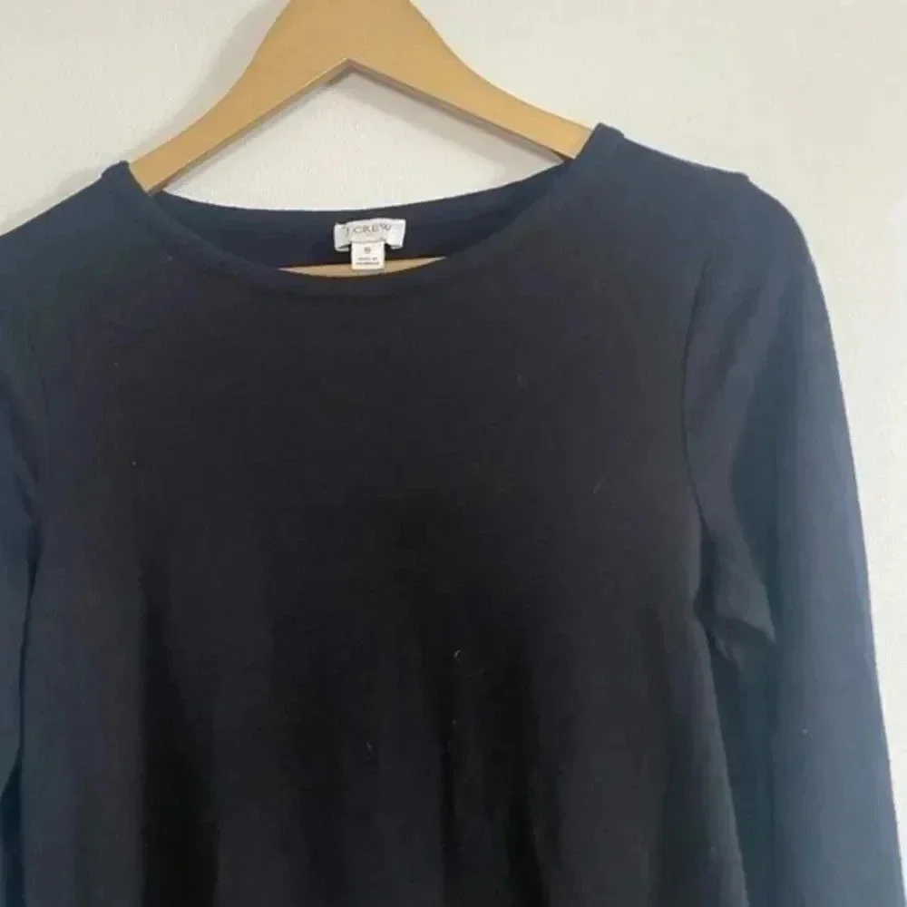J Crew Black Top with Gingham Ruffle